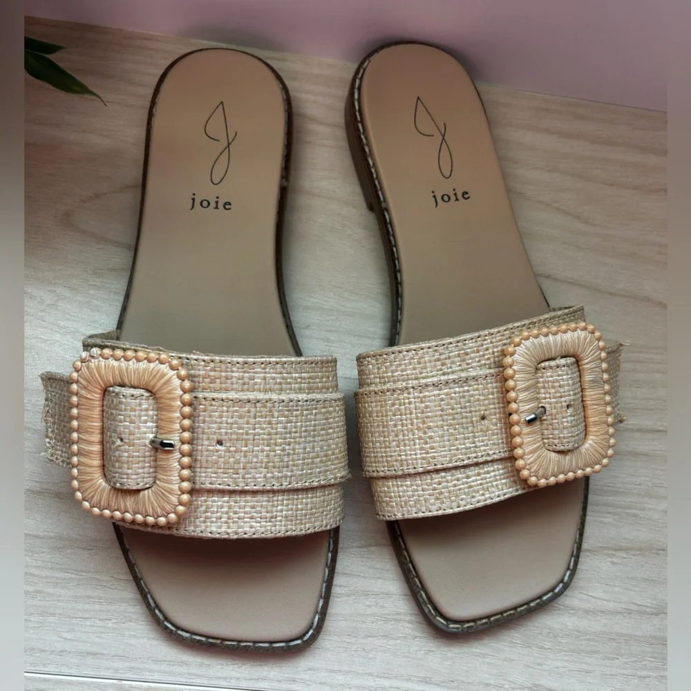 Joie Women's Freya Buckle Tan Slide Sandals - Picture 3 of 5